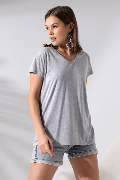 Endies Μπλουζάκι με κοντό μανίκι με V λαιμόκοψη 19410 GRIMELANJ