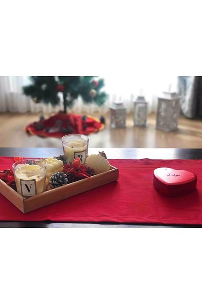 Tropikhome Red Cotton Runner - New Year's Table Presentation Set, American Service, 40X140