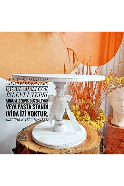 bizizmoda Pasta Standı Ahşap Ayaklı Sunumluk Servis Standı Pasta Kek Standı