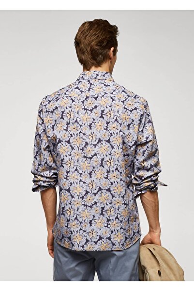 MANGO Man %100 Pamuklu Normal Kesim Desenli Gömlek