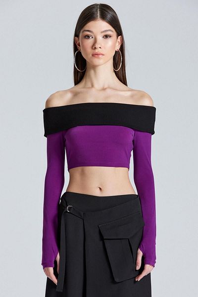 boutiquen 1962 Madonna Guler Maneci Purple Crop