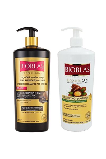 Bioblas Siyah Sarımsak Şampuanı 1000 Ml + Argan Yağı Şampuanı 1000 Ml