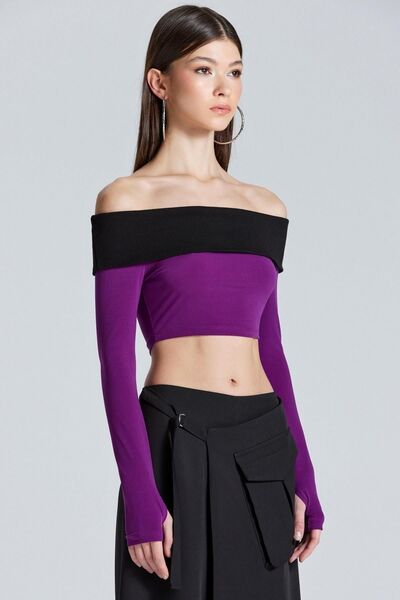 boutiquen 1962 Madonna Guler Maneci Purple Crop