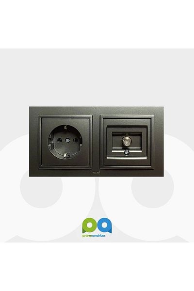 ELBİ Zena Smoked Double Set - Grounded Socket and Frame