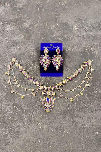 Hayalperest boncuk Ahu Model Fringed Drop Earrings Set for Bride and Henna Wedding - Janjanlı