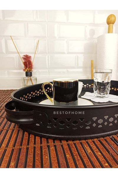 Bestofhome Wrought Iron Oval Metal Tray (27x38 Cm)
