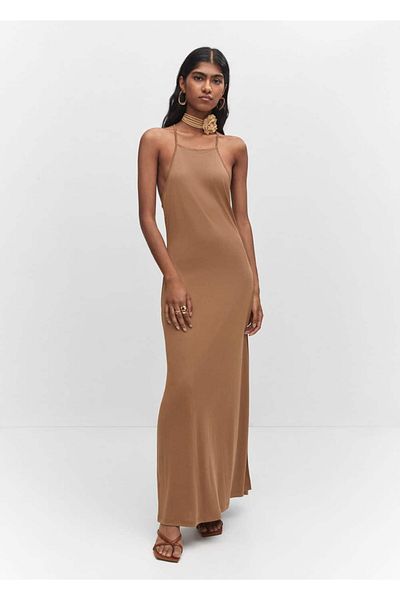 MANGO Woman Modalna sukienka z kołnierzykiem typu halter