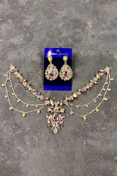 Hayalperest boncuk Ahu Model Fringed Shuttle Earring Set for Bridal Henna Wedding - Janjanlı