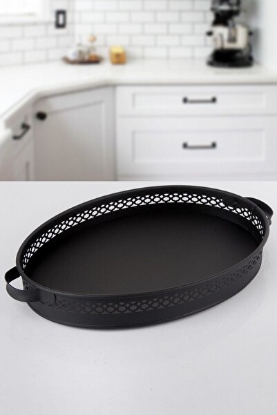 Bestofhome Wrought Iron Oval Metal Tray (27x38 Cm)