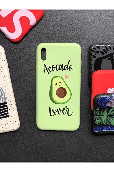 izzytech حافظة لهاتف آيفون Xs ماكس، حافظة سيليكون بتصميم الأفوكادو لهاتف آيفو...