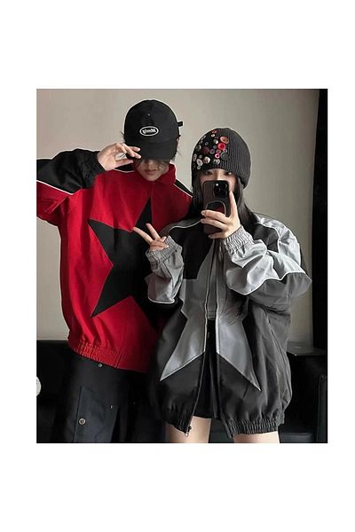 Favorim50ton Y2k Star Patchwork Bomber яке