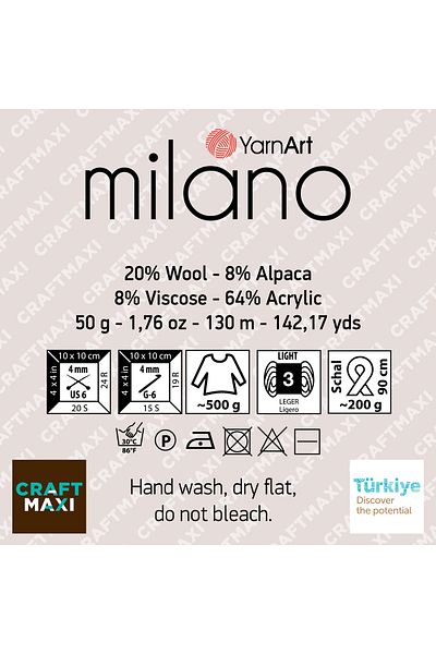 Yarnart Milano - Χειροποίητο Νήμα Πλεξίματος Μπεζ-854