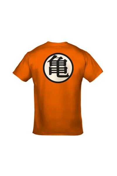Orijin Tekstil Dragon Ball Goku Logo Ön Arka Baskılı Unisex Turuncu Tshirt
