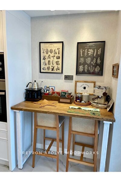 Cansel Ahşap Masif Ahşap Bar Masası