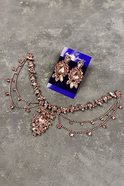 Hayalperest boncuk Pink Ahu Model Bridal Henna Wedding Hair Accessory - Shuttle Drop Earring Set
