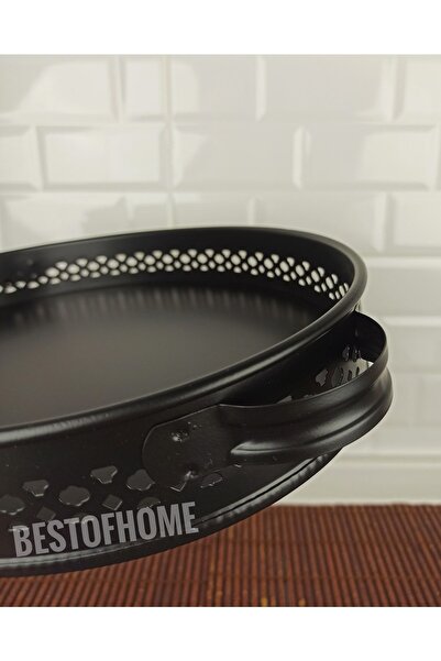 Bestofhome Wrought Iron Oval Metal Tray (27x38 Cm)