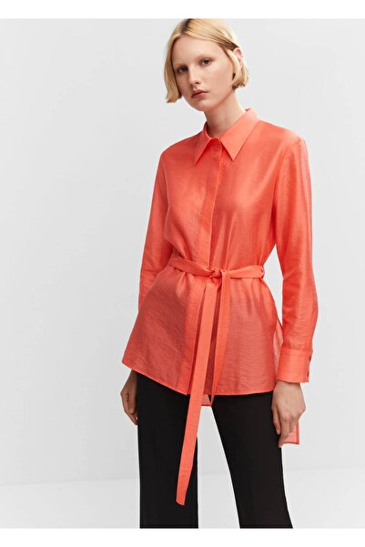 MANGO Woman Lyocell kuşaklı gömlek