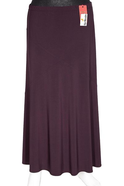HESNA Women's Bensu Large Size Sandy Cross Unlined Plum Skirt