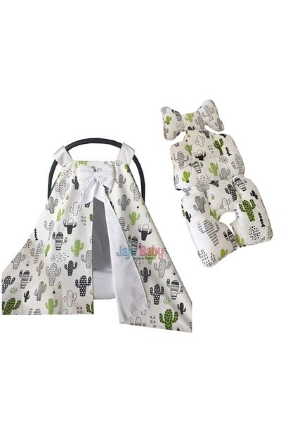 Jaju Baby Cactus Patterned Stroller Cover and Stroller Cushion 2-Pack