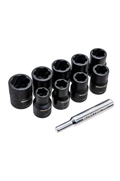 İzeltaş 1/2" Twist Socket Set Damaged Bolt, Nut Removal 10 Pieces