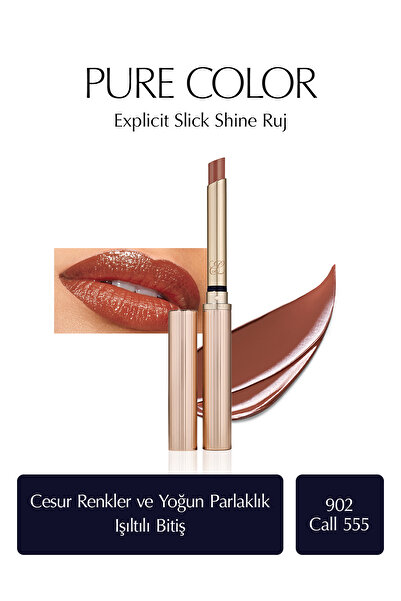 Estee Lauder Işıltılı Bitişli Ruj - Pure Color Explicit Slick Shine Ruj - Renk: 902 Call 555