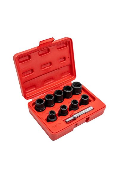 İzeltaş 1/2" Twist Socket Set Damaged Bolt, Nut Removal 10 Pieces