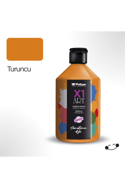 Polisan X1 Art Vernikli Hobi Boyası Turuncu 500 ml