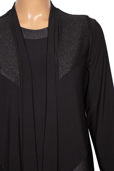 HESNA Set de rochii cu vestă asimetrică Semra Bias Glitter pentru femei, negru