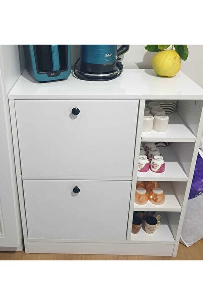 İZMİR ALİNDA MOBİLYA Kahve Köşesi Mutfak Rafı Çok Amaçlı Dolap Mutfak Standı Beyaz
