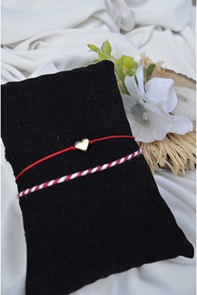 MyDreams طقم سوار لاكي بسلسلة قلب أحمر ومارتينيكا - ذهبي