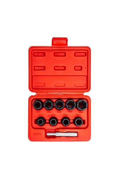 İzeltaş 1/2" Twist Socket Set Damaged Bolt, Nut Removal 10 Pieces