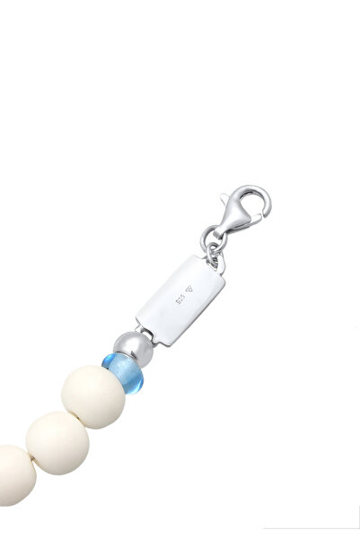 KUZZOI Halskette Smile Emoji Bead Glas Harz Perlen 925 Silber