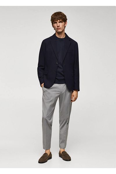 MANGO Man Patterned trousers with buckle