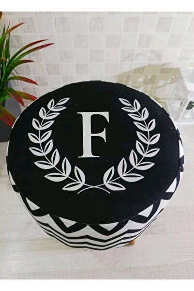 PufyHome Harf Serisi ( F ) Özel Tasarım Gürgen Ayaklı Dekoratif Çok Amaçlı Pu...