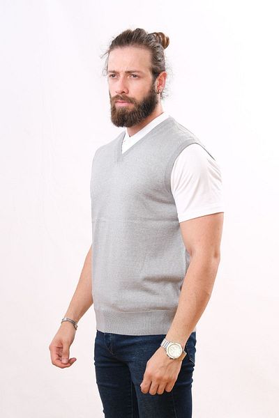 Çukurova Woolen Sleeveless Knitwear Sweater Light Gray