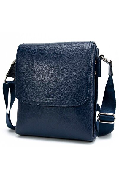 KANGAROO KINGDOM Erkek Postacı Çantası Hakiki Dana Deri Lacivert Büyük Boy 31...