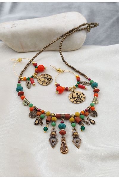 takitokaciniz Handmade Bohemian Necklace Earrings Set