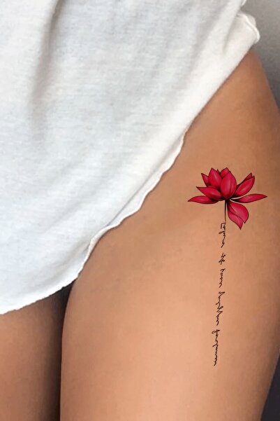 BP Tattoo Victoria Renkli Lotus Ve Yazılı Geçici Dövme Tattoo