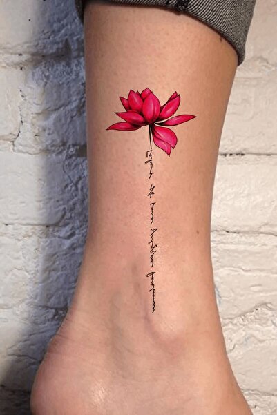 BP Tattoo Victoria Renkli Lotus Ve Yazılı Geçici Dövme Tattoo