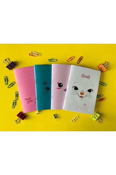 ÖZ KIRTASİYE Set de 4 blocnotes necăptușite cu model de pisici drăguțe 10x14