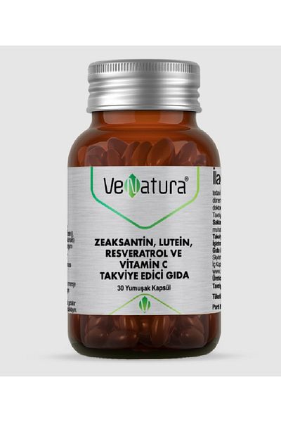 VeNatura Zeaxanthin Lutein - Resveratrol and Vitamin C Food Supplement 30 Soft Capsules
