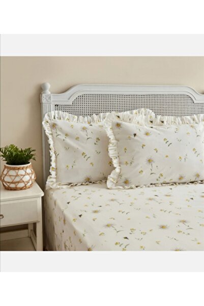 Karaca EMMA SARI %100 PAMUK  FIRFIRLI ÇİFT KİŞİLİK ÇARŞAF TAKIMI (2 ADET 50X70 CM YASTIK KILIFI )