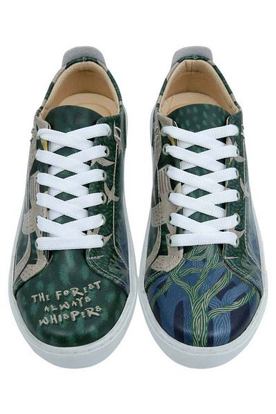 Dogo Pantofi de damă din piele vegană multicolori - The Forest Always Whispers Design