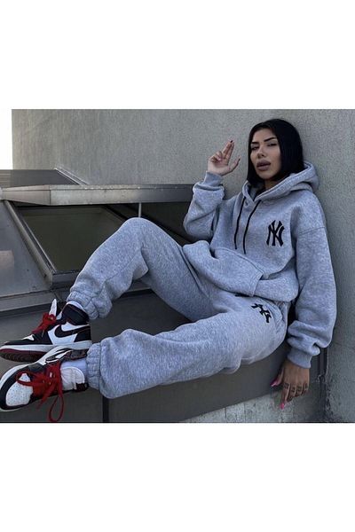 LADY FACE Hooded Digital Printed Full Winter Wide Oversize Women's Tracksuit Set