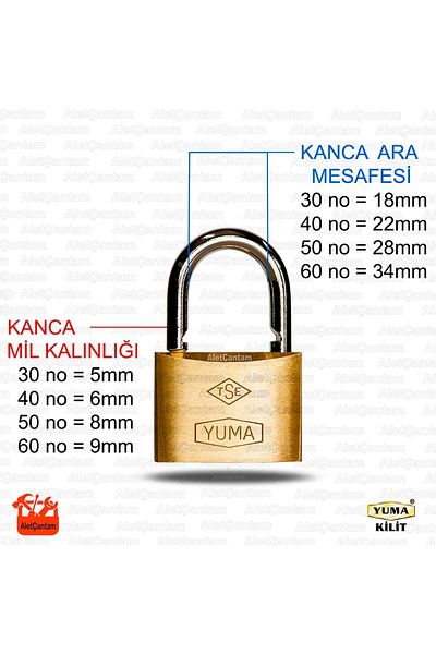 Yuma Brass Yellow Padlock Master System with Joint Key 30mm