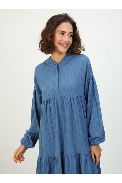 Benin Indigo Hijab Dress - Comfortable Hood Detail - Benin