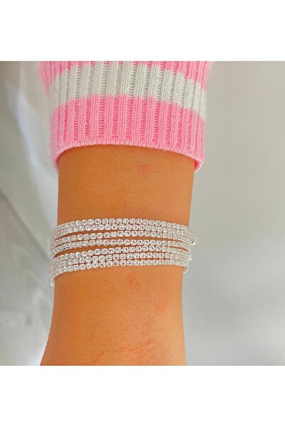 xesha 7 Sıra Su Yolu Zirkon Taşlı Çelik Bileklik Bilezik Künye