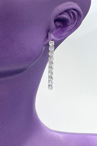 MOSSMOUR Kadın Zirkon 4 Mm Kare Taşlı Kararmaz Gümüş Su Yolu Küpe