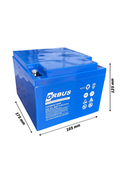 ORBUS 12V 28AH YATIK JEL ENGELLİ ARAÇ AKÜSÜ 2024 ÜRETİM