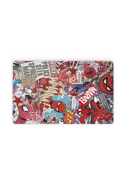DEER Poster Temalı 2'li Spiderman Örümcek Adam Kart Kaplama Sticker Kredi/banka Kartı Kaplama